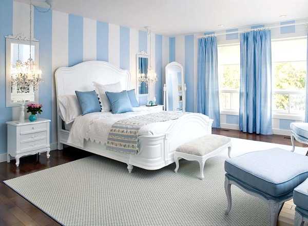 new-black-and-white-and-blue-bedroom-ideas-with-white-and-blue-stripes-on-walls-and-blue-curtains-and-cushions