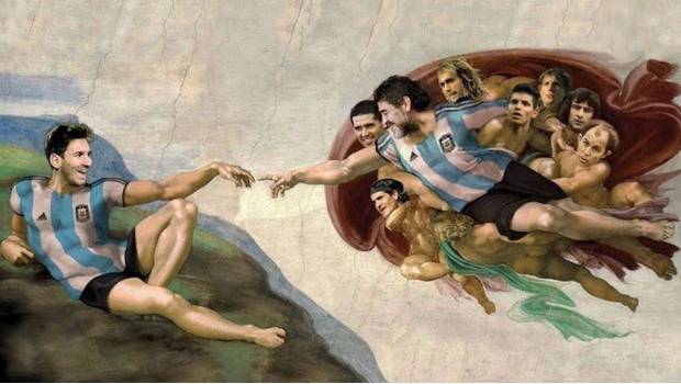 Maradona y Messi La creación de Adán