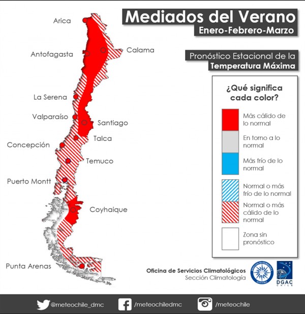 temperaturas sobre 40 grados verano 2019 chile