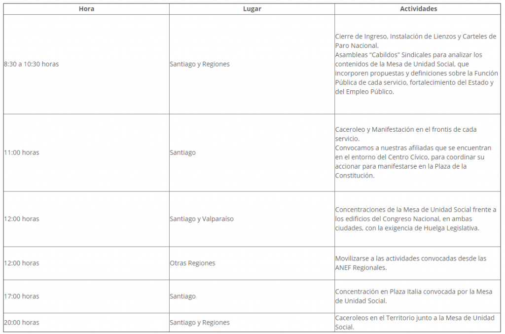 paro nacional progresivo anef noviembre 2019