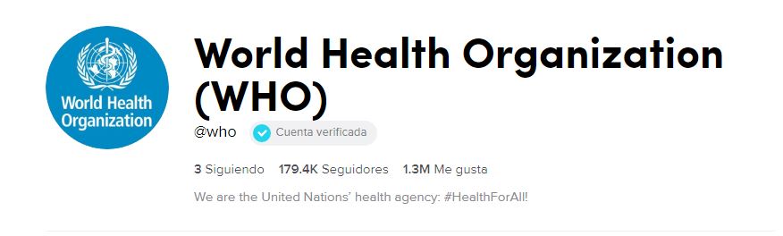 OMS se crea cuenta de TikTok para poder informar sobre el coronavirus