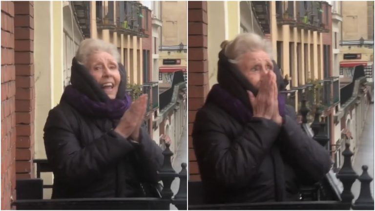 Vecinos celebran cumpleaños de señora de 89 años desde sus balcones