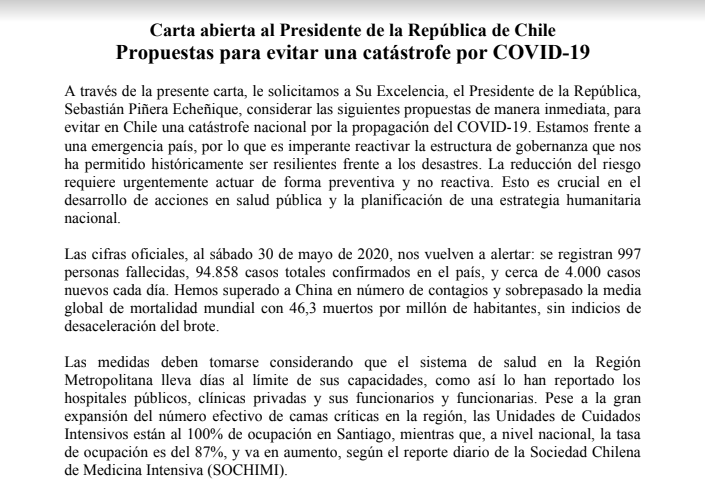 carta cientificos a piñera