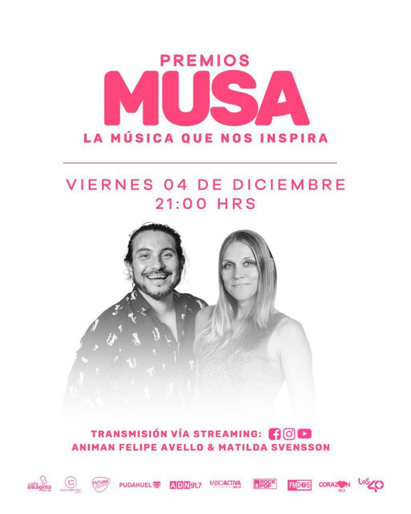 Afiche animadores Premios MUSA ceremonia