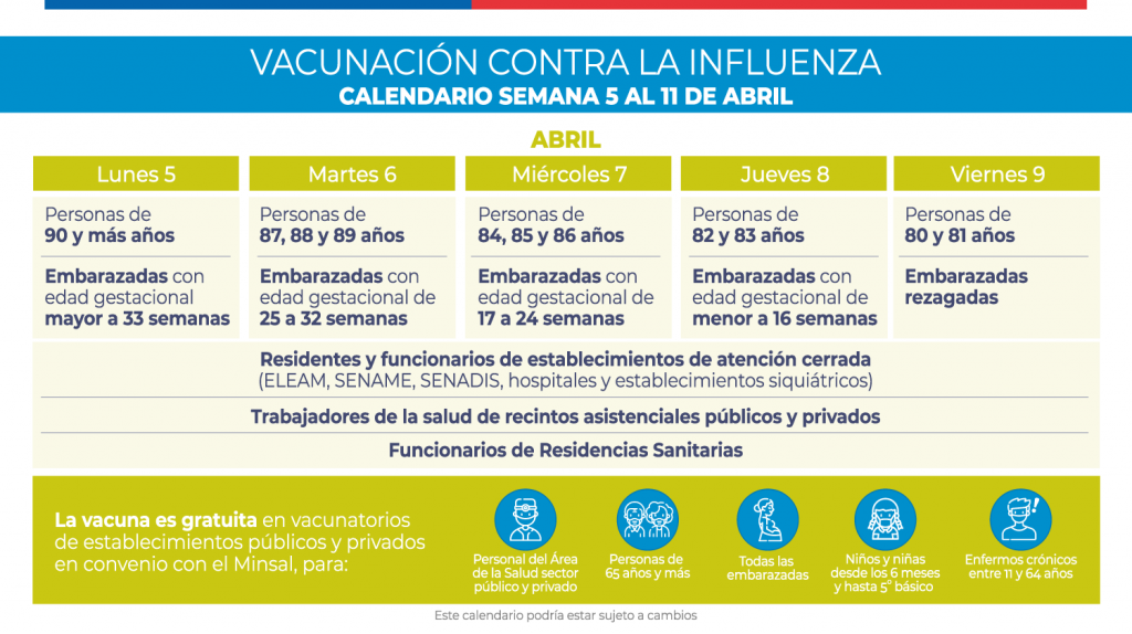 calendario vacunacion influenza