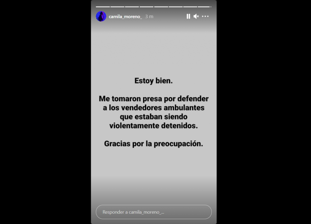 camila moreno detención carabineros 