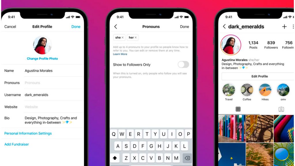instagram pronombres