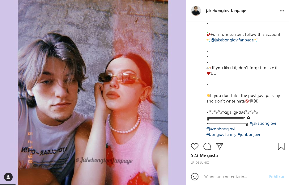 Millie Bobby Brown y Jake Bongiovi