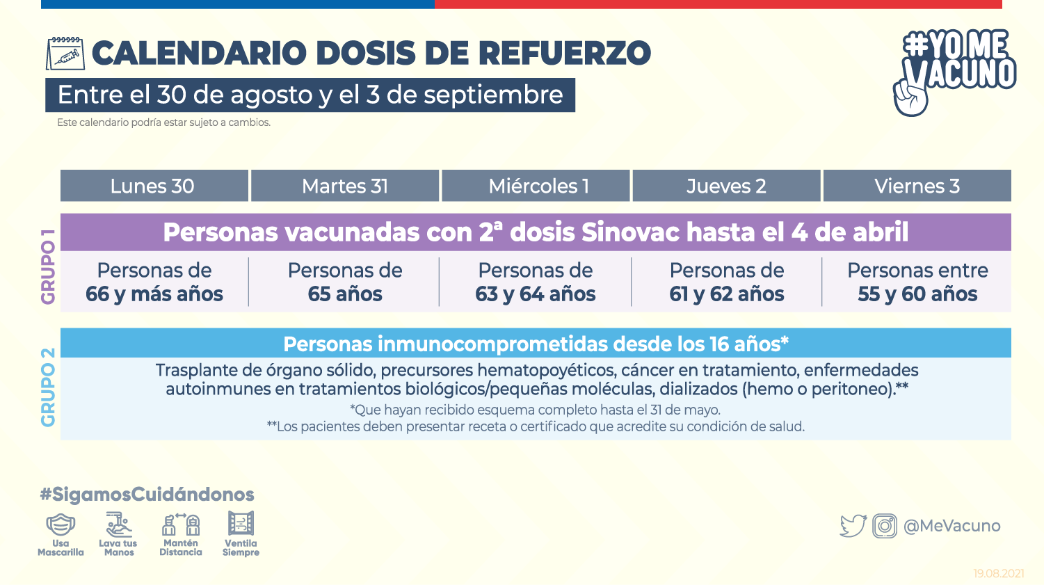 Calendario Dosis De Refuerzo 30 De Agosto 3 De Septiembre