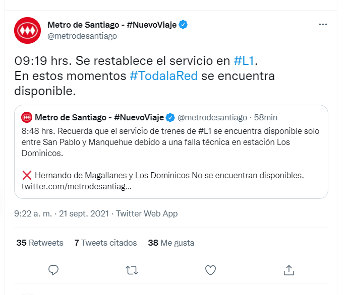 Metro De Santiago Vía Twitter