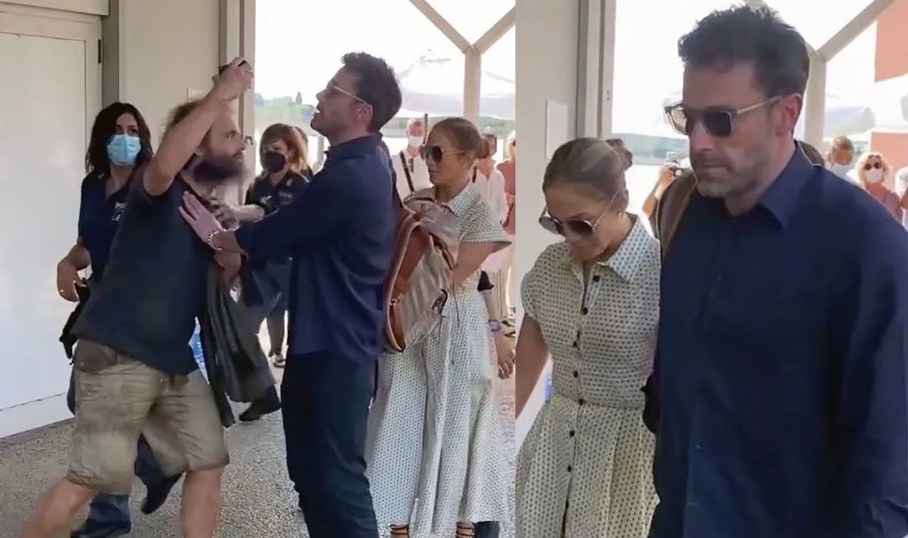 ben affleck jennifer lopez venecia fanatico acosador selfie empuja video