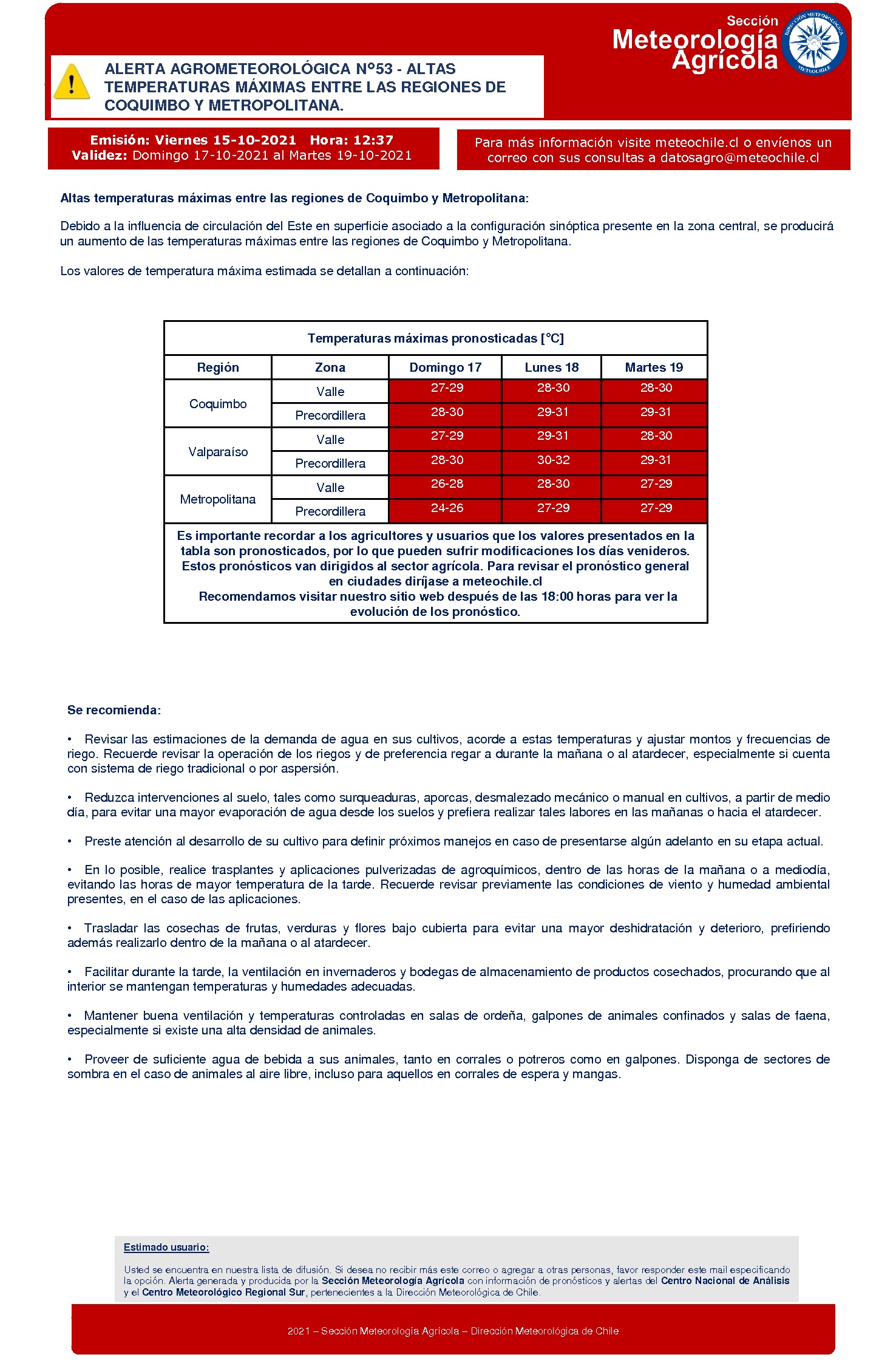 Alerta de altas temperaturas