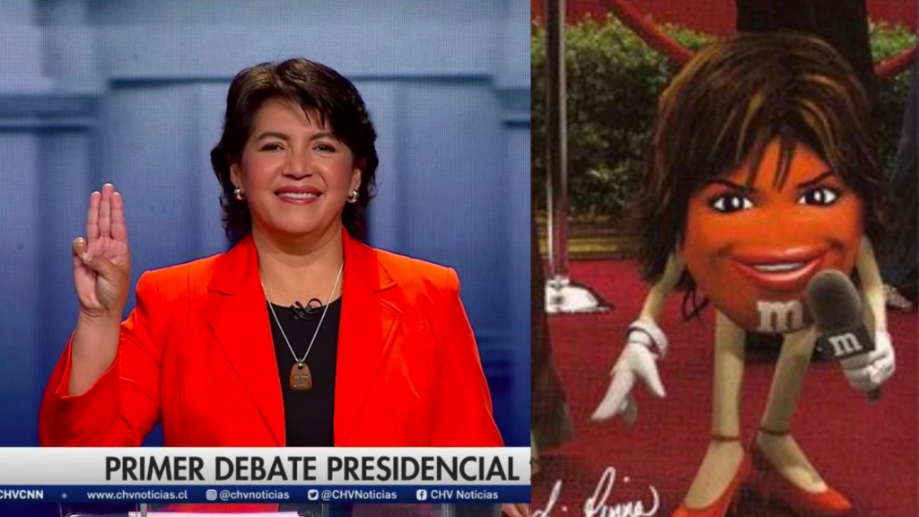 Yasna Provoste como M&M naranja