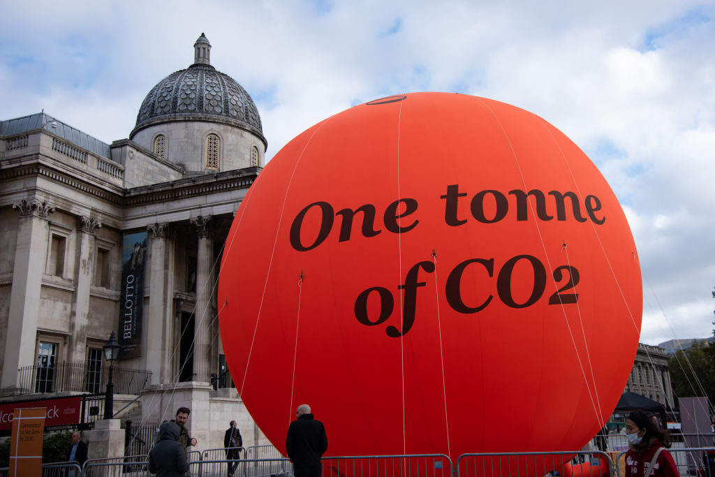 A Large Carbon Bubble Is Installed At Trafalgar Square By