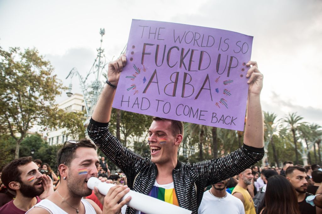 (Editors Note Image Depicts Profanity)A Man With A Placard