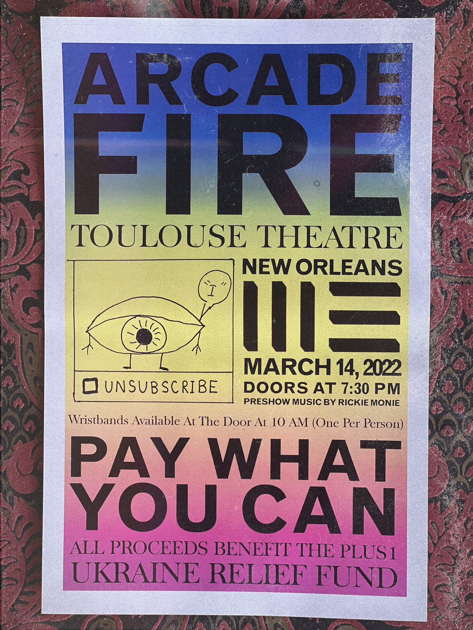 "Pay what you can" @arcadefire
