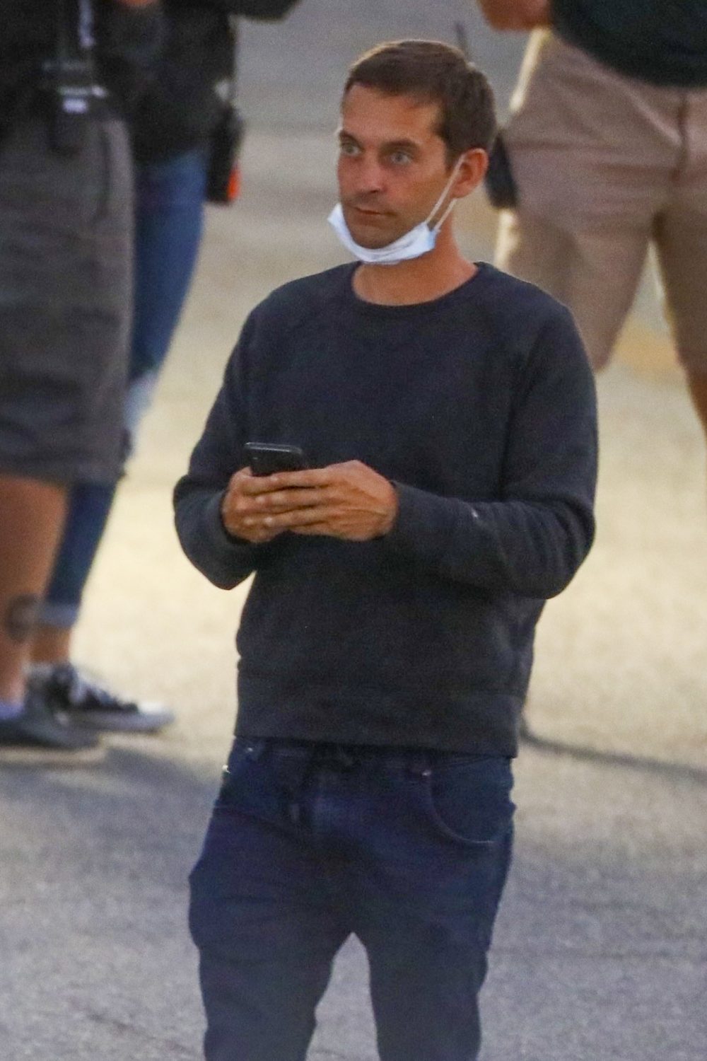 Tobey Maguire en el set