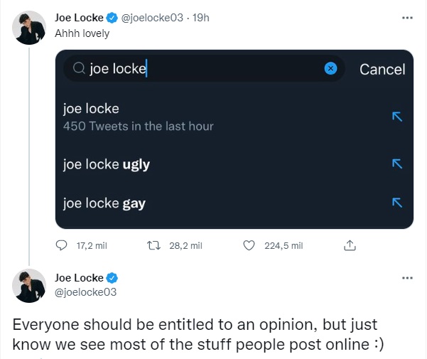 Joe Locke en Twitter