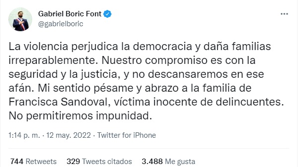 Gabriel Boric en Twitter
