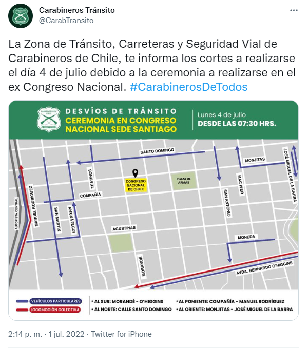 cierre de calles convención constitucional