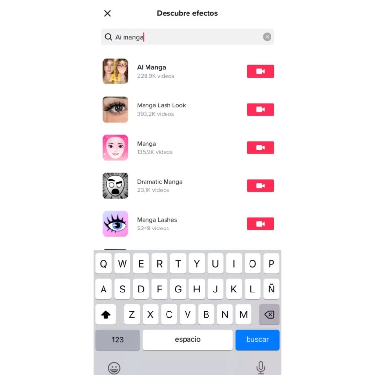 efecto tiktok animé