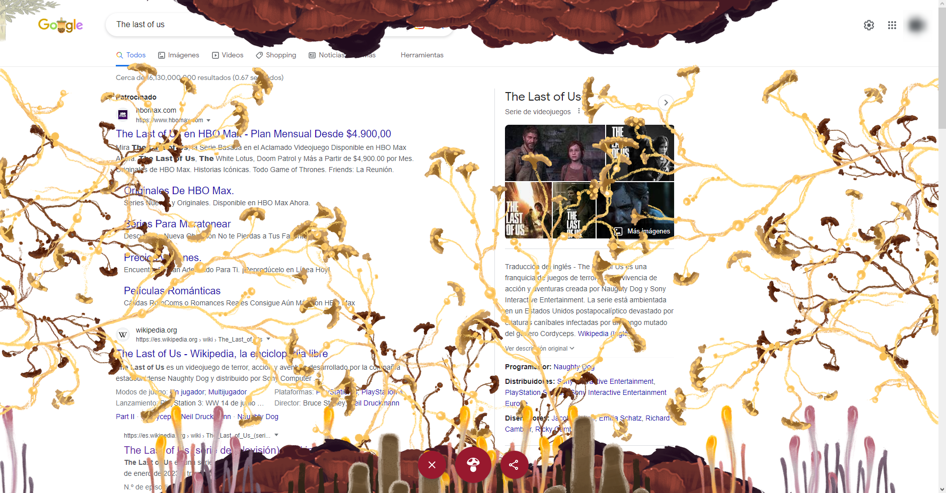 the last of us pantalla hongos google