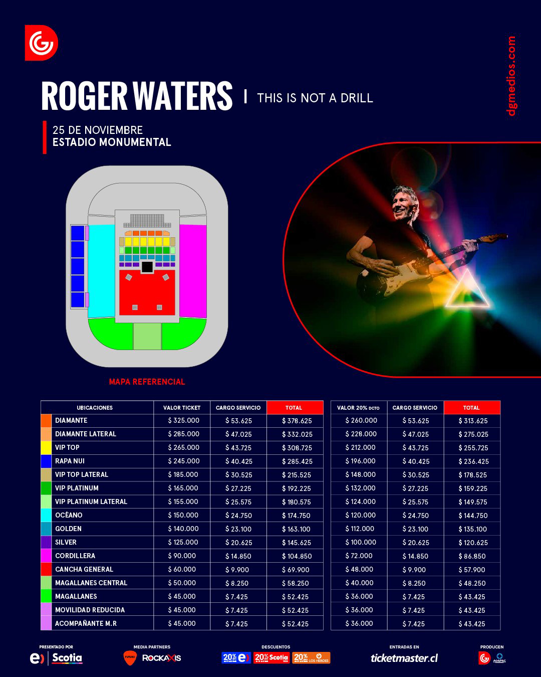 Entradas Precios Roger Waters Chile 2023