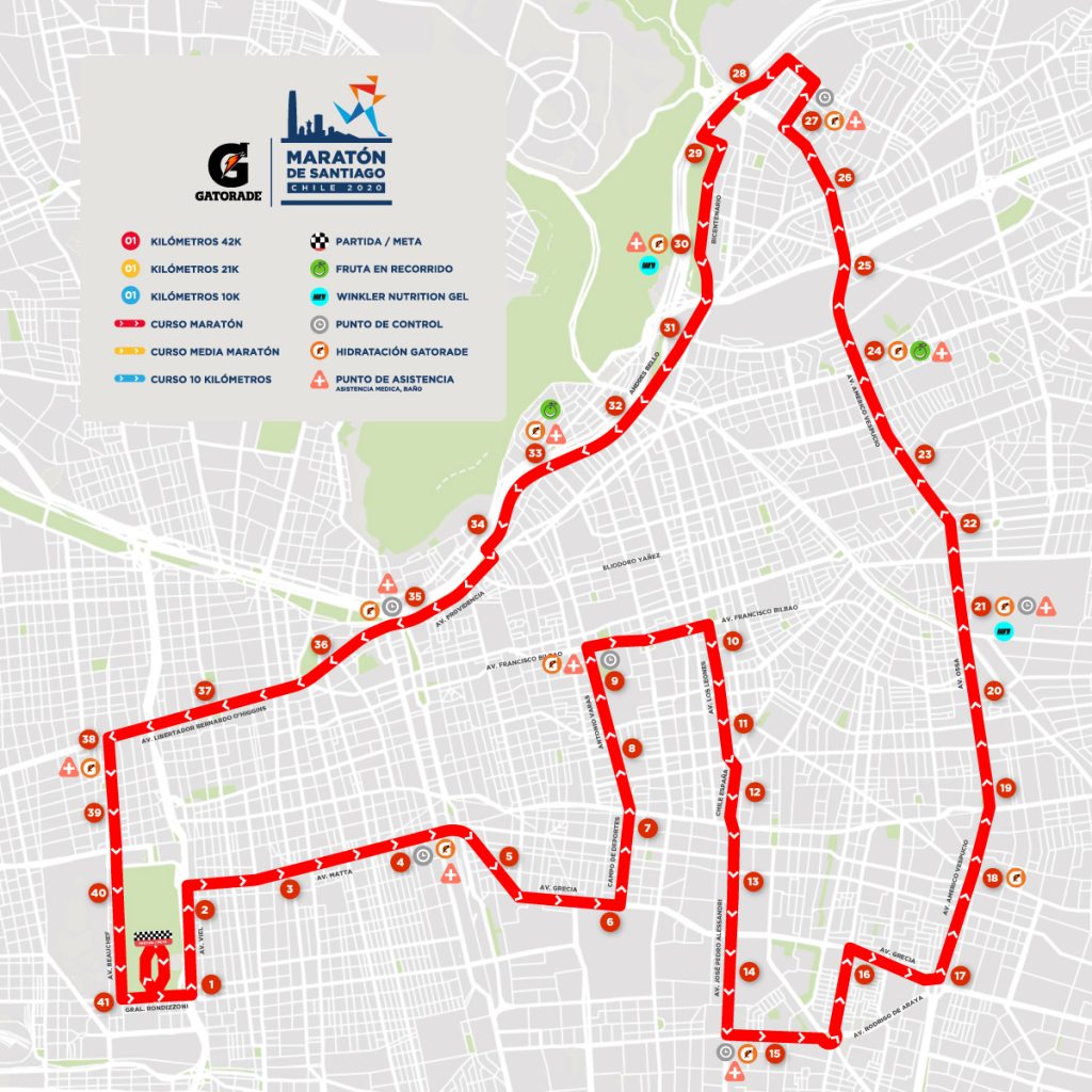 Recorrido Maratón de Santiago 42 KM
