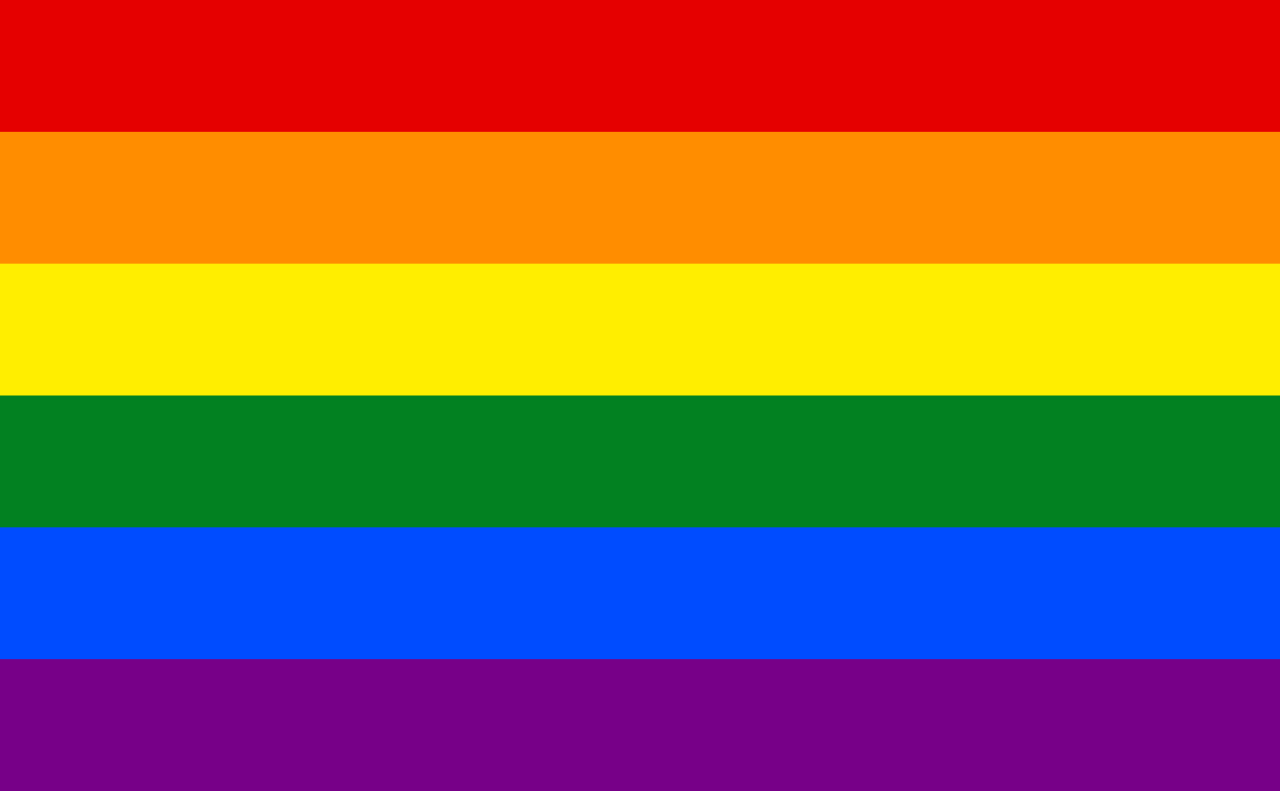 Diseño de 7 colores de la bandera arcoíris de Gilbert Baker LGBTIQ+