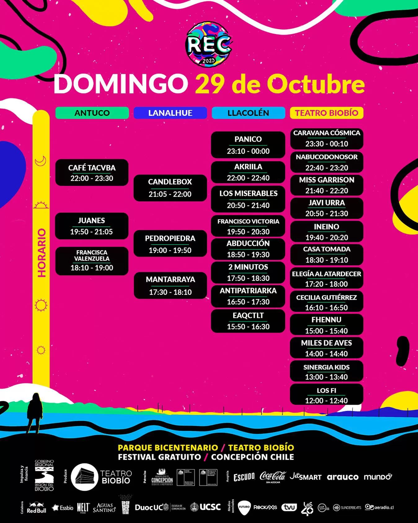 Horarios Festival REC 2023 Domingo 29 de octubre
