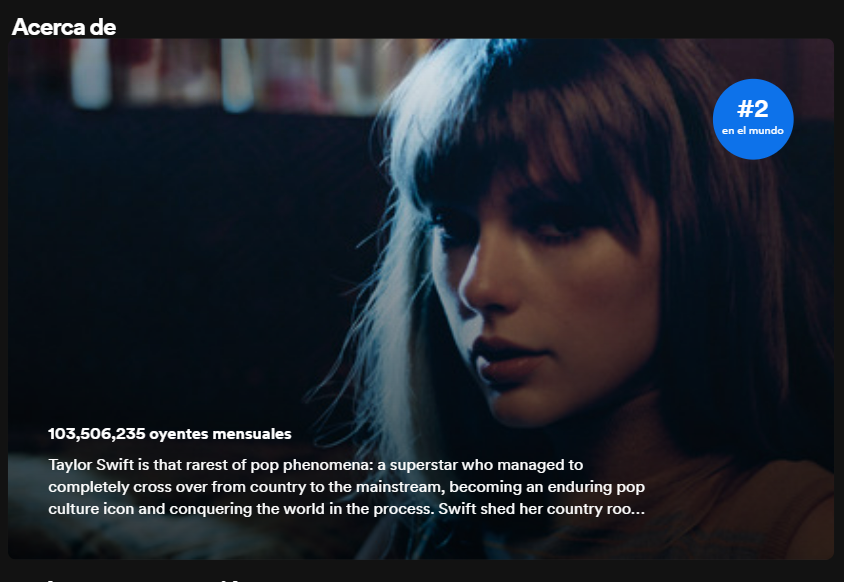 Taylor Swift #2 en Spotify
