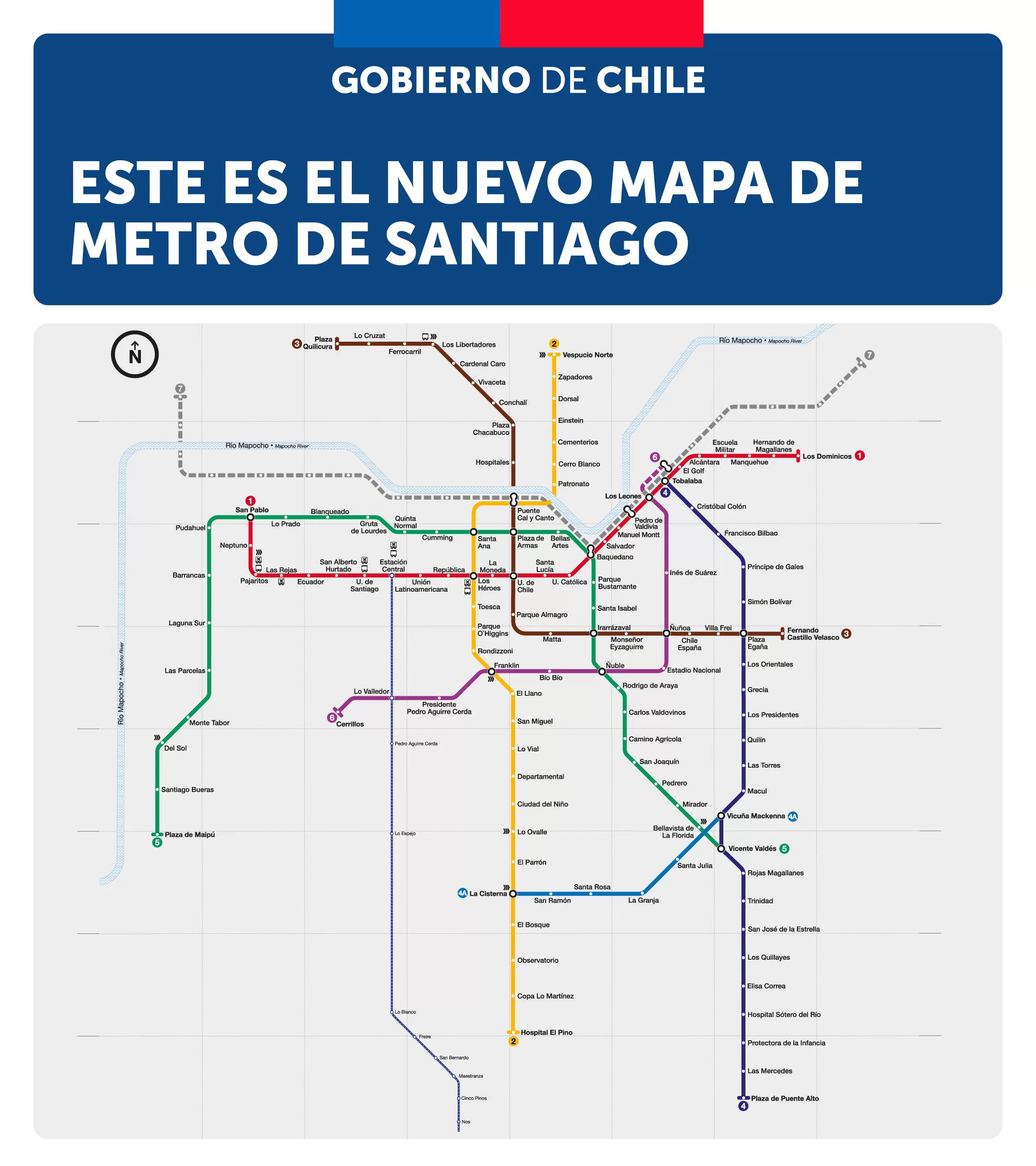 Mapa Metro de Santiago actualizado