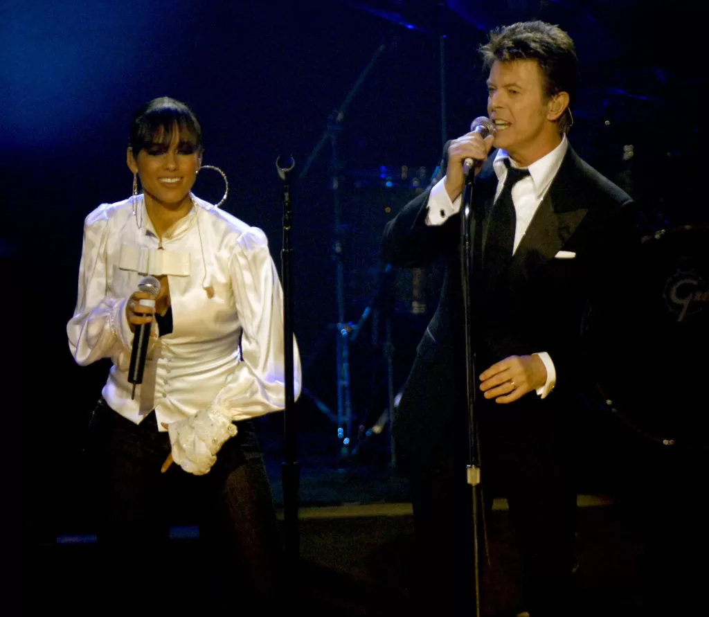 Alicia Keys y David Bowie. Foto: Getty Images, 