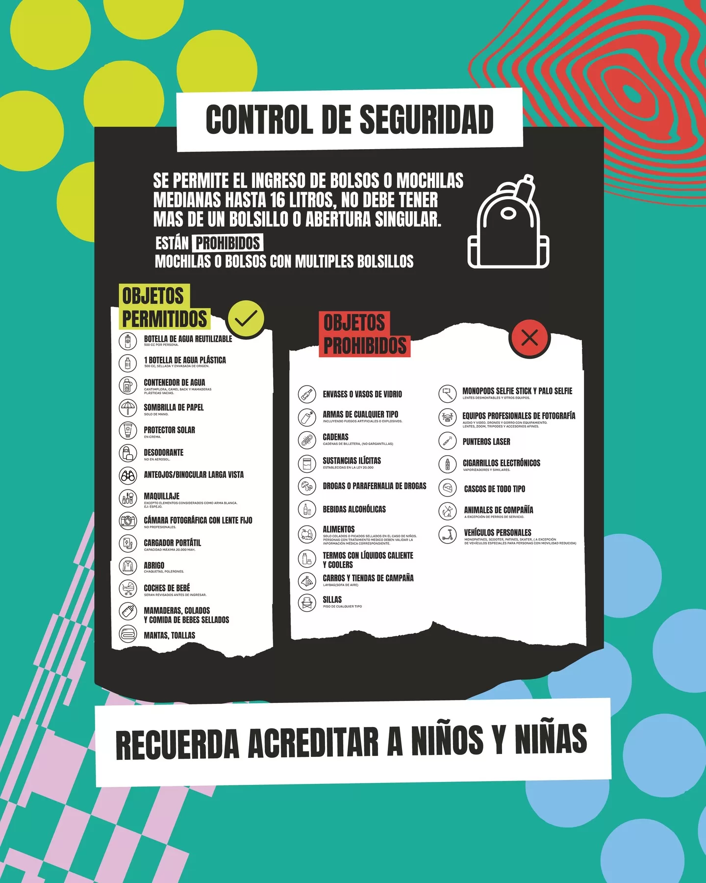 Elementos Prohibidos Lollapalooza Chile