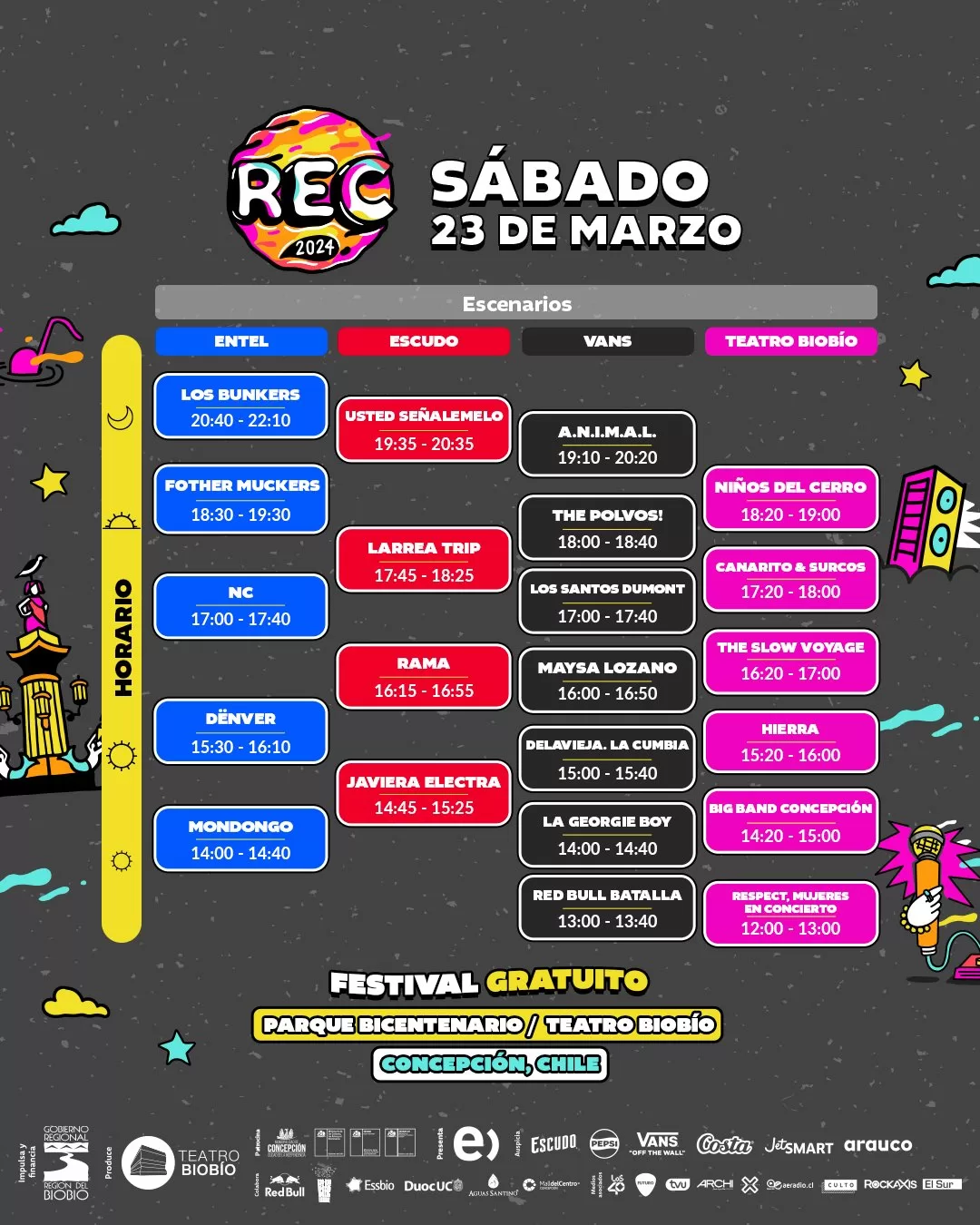 Horarios REC 2024 sábado 23 de marzo