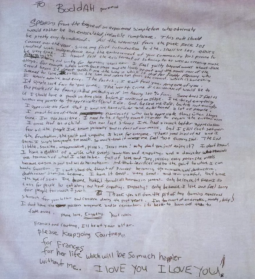 Carta de Kurt Cobain