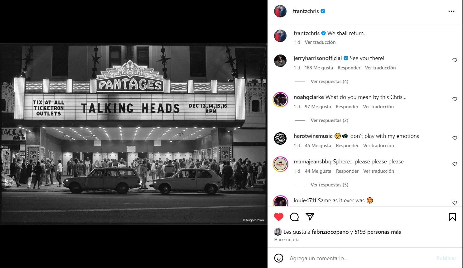 Publicación Chris Frantz Talking Heads