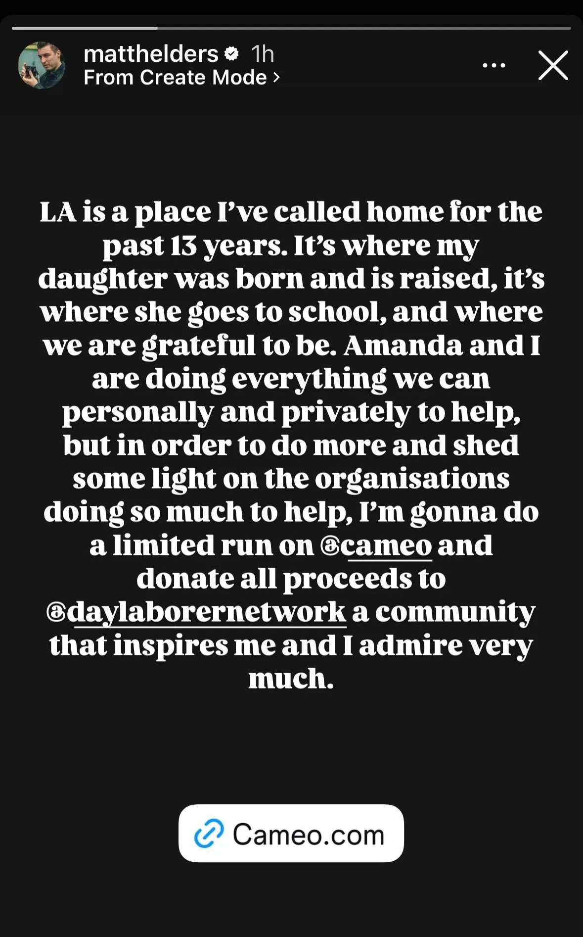 El anuncio de Matt Helders via Instagram Stories | @matthelders | Instagram