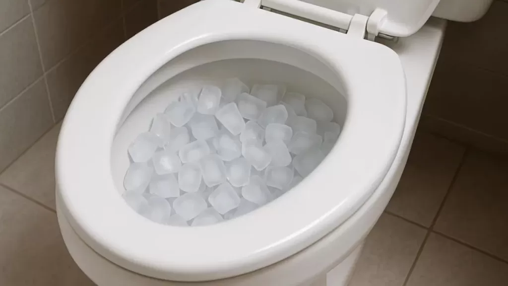 hielo en el inodoro