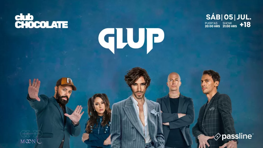 Afiche de Glup! en Club Chocolate de Santiago, sábado 5 de julio.