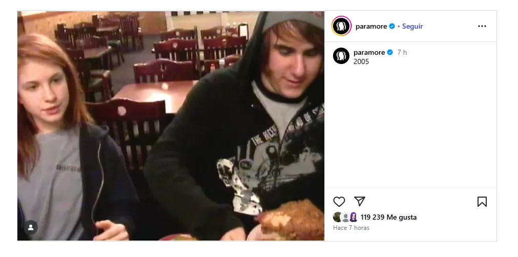 Post de Paramore en Instagram. 