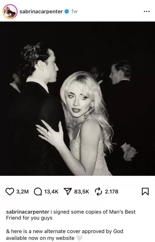 Sabrina Carpenter revela otra portada alternativa para su álbum tras controversias