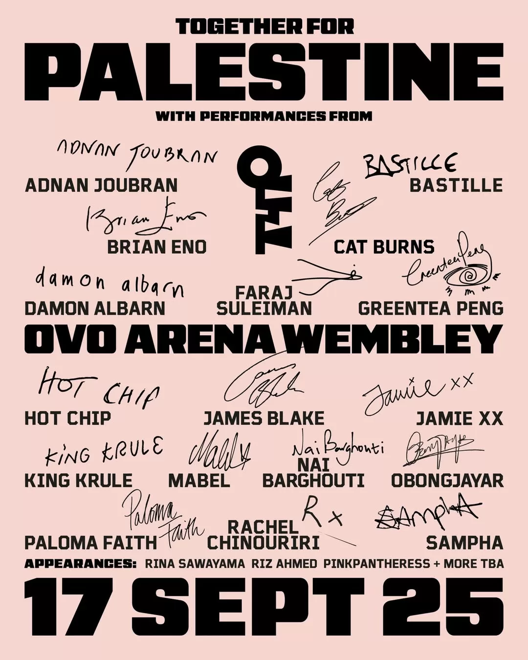 Line-up de "Juntos por Palestina".