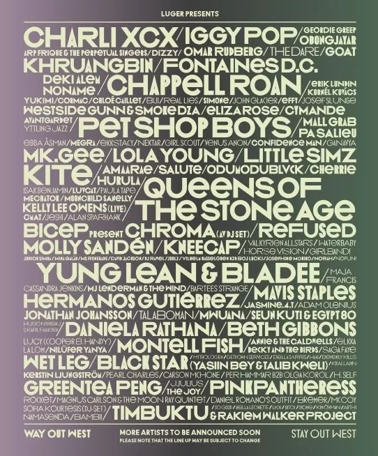 Line-Up del festival "Way Out West"