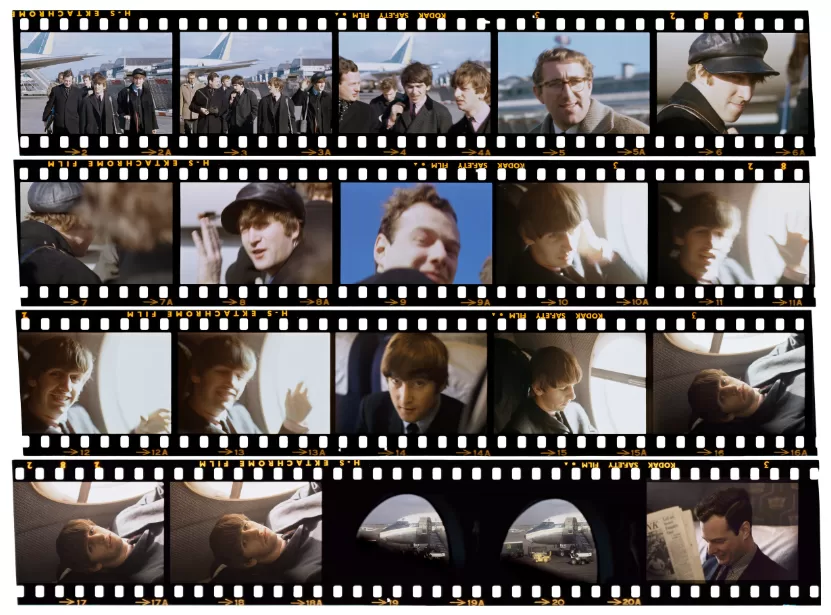 The Beatles en el aeropuerto de Londres , el 7 de febrero de 1964.