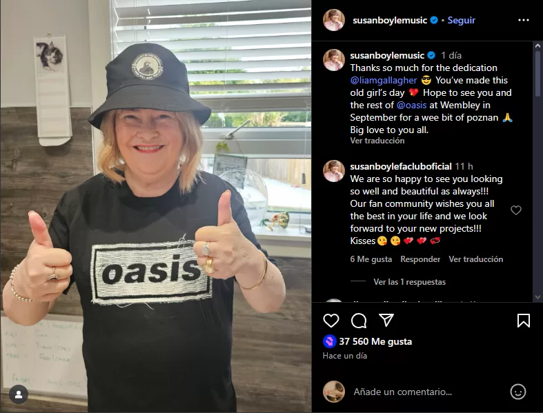 Post de Instagram de Susan Boyle. 