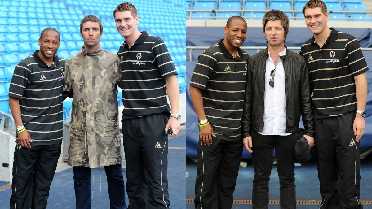 Liam y Noel Gallagher horas antes de su último concierto en 2009.
