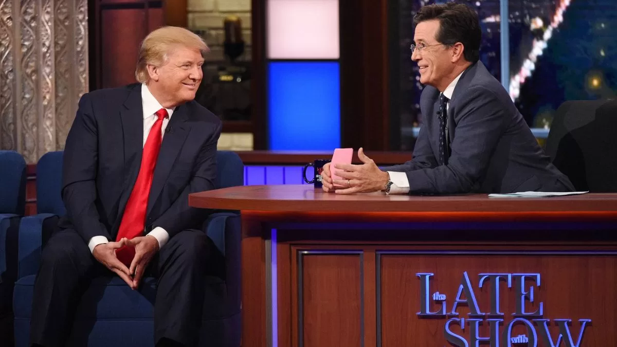 Donald Trump en el show de Stephen Colbert en 2015. 