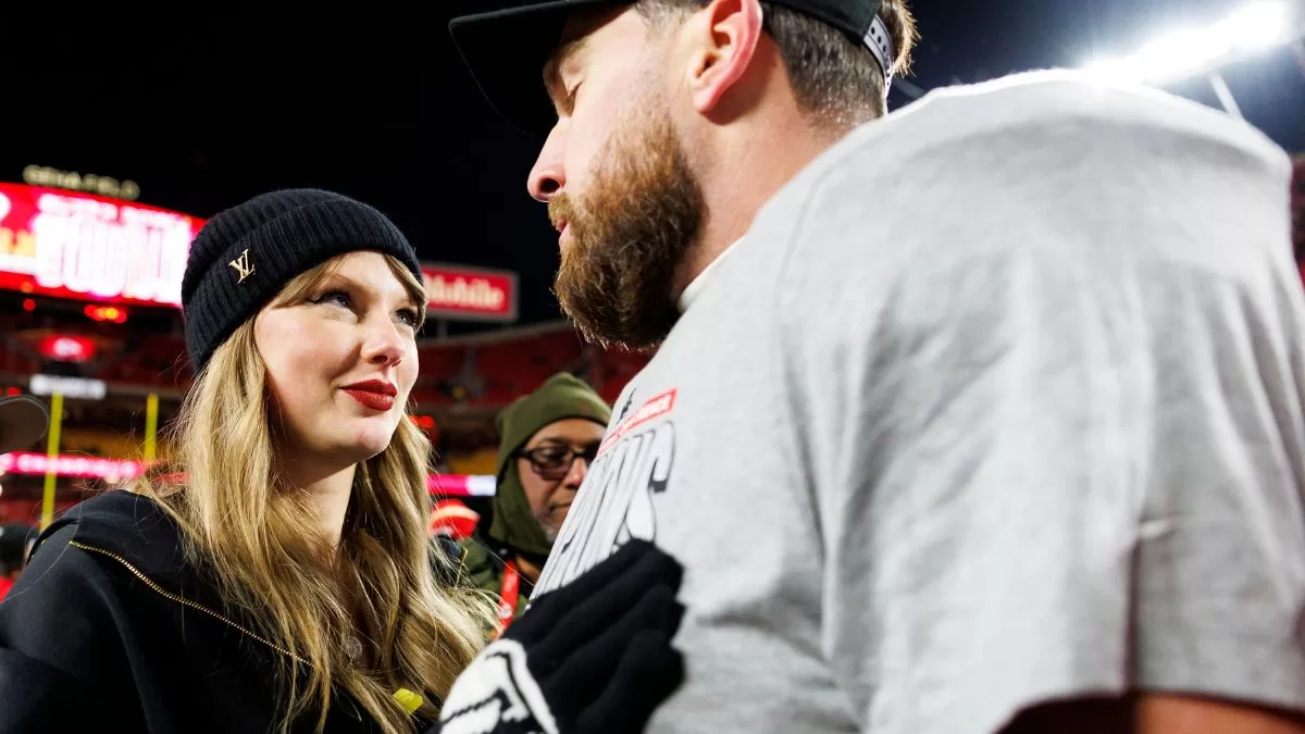 Taylor Swift y Travis Kelce en el Superbowl de 2025.