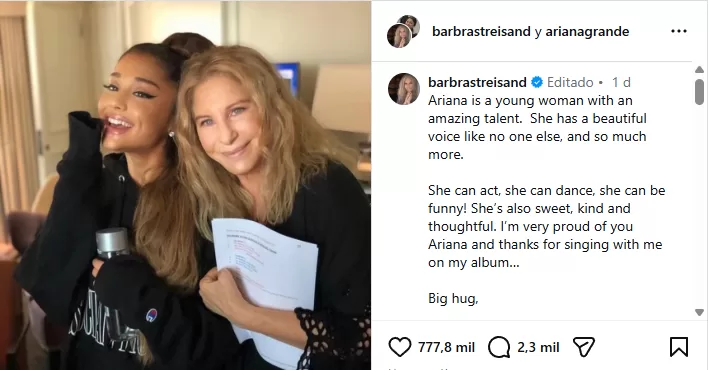 Ariana Grande Y Barbra Streisand Instagram